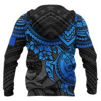 Pohnpei Hoodie Polynesian Blue Turtle - Polynesian Pride