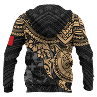 Tonga Polynesian Hoodie (Zip up) Golden Turtle - Polynesian Pride