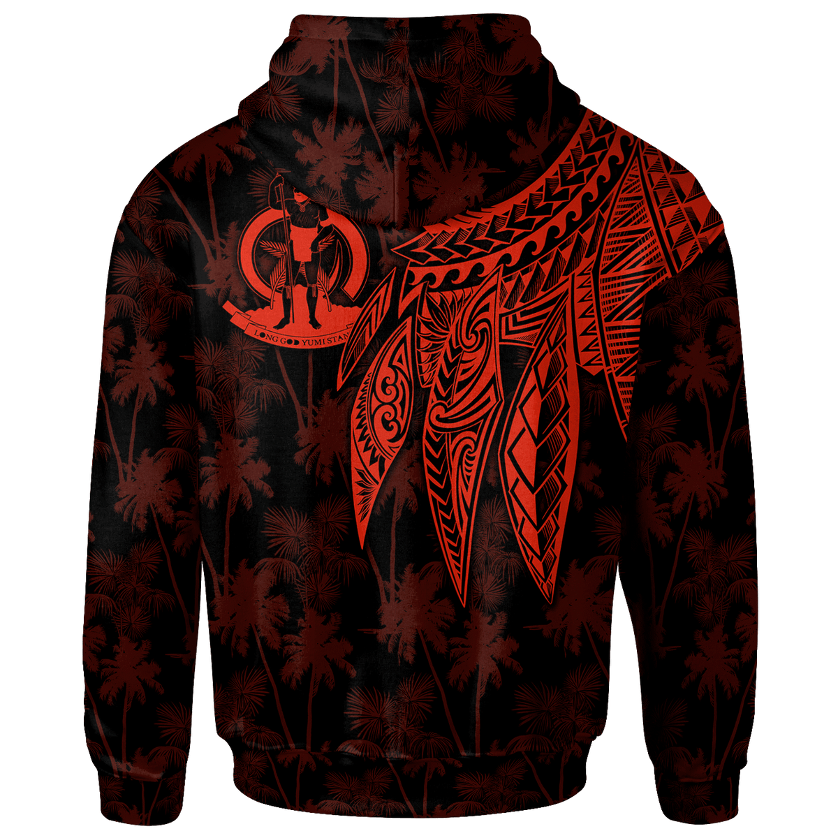 Vanuatu Custom Zip up Hoodie Polynesian Wings (Red) - Polynesian Pride