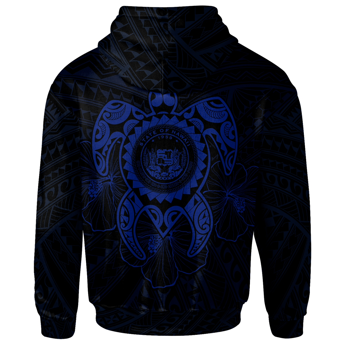 Hawaii Polynesian Hoodie Vintage Polynesian Turtle (Blue) - Polynesian Pride