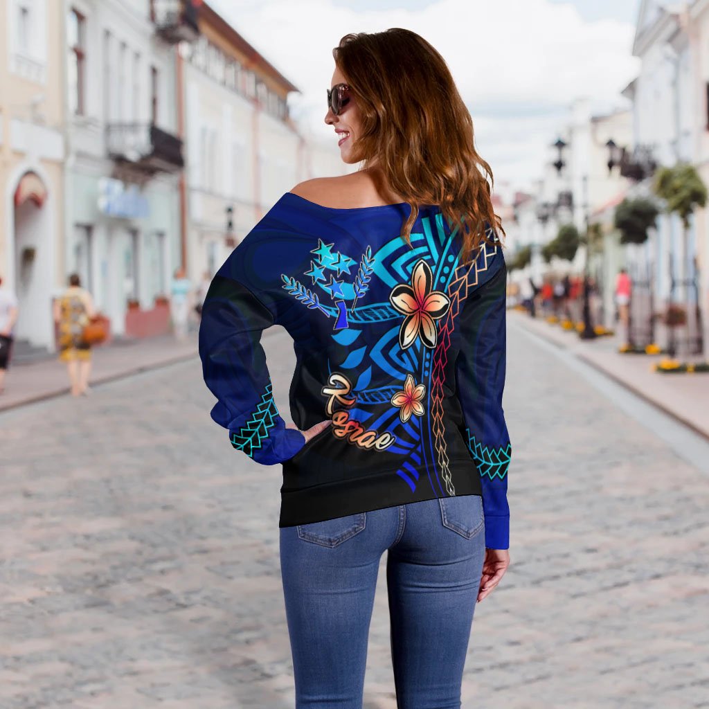 Kosrae Custom Personalised Women's Off Shoulder Sweater - Vintage Tribal Moutain - Polynesian Pride