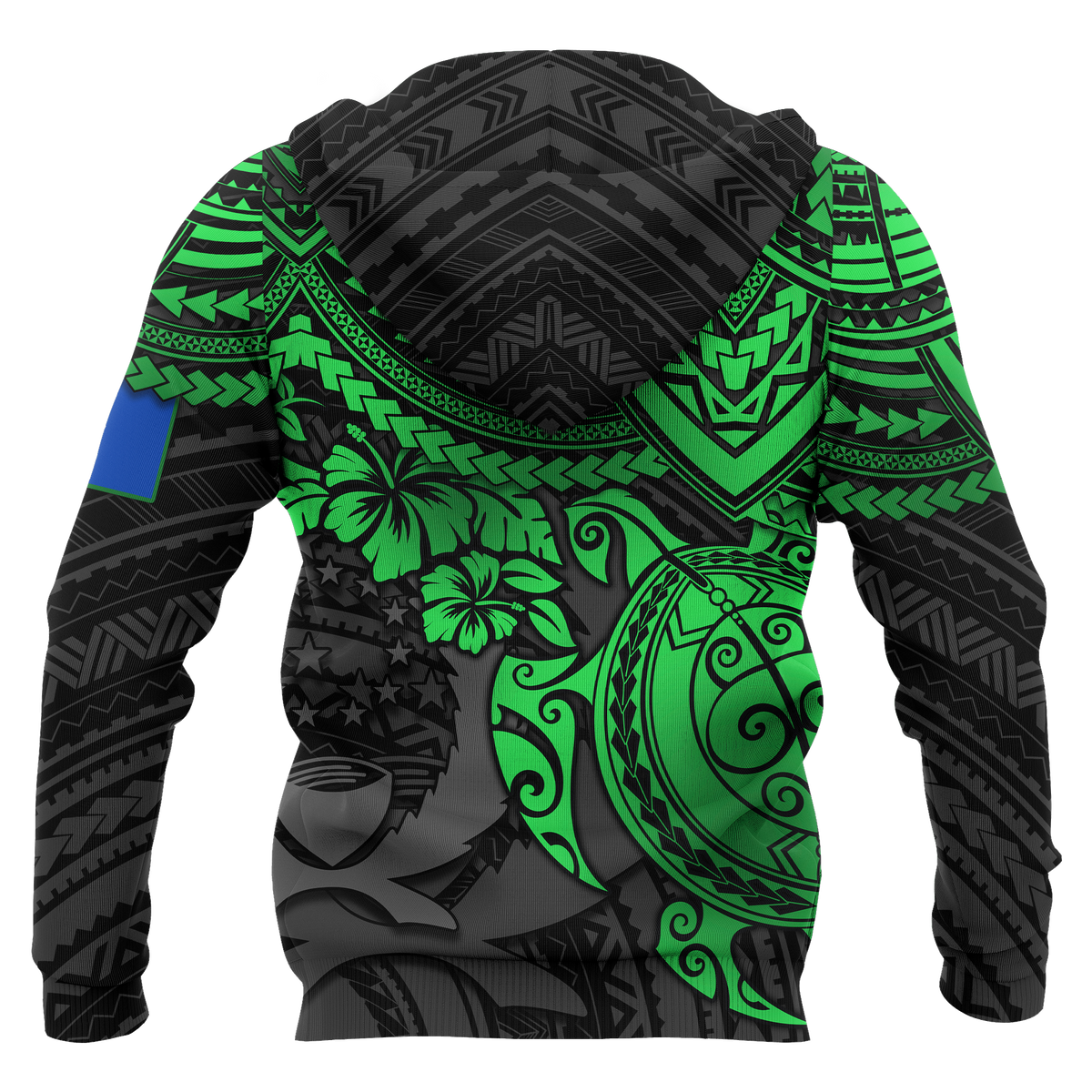 Pohnpei Polynesian Zip Hoodie Polynesian Green Turtle - Polynesian Pride