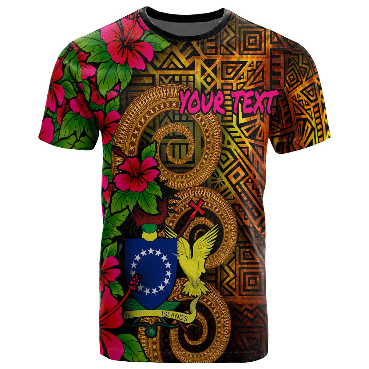 Cook Islands Polynesian Custom T Shirt Hibiscus Vintage Unisex Orange - Polynesian Pride