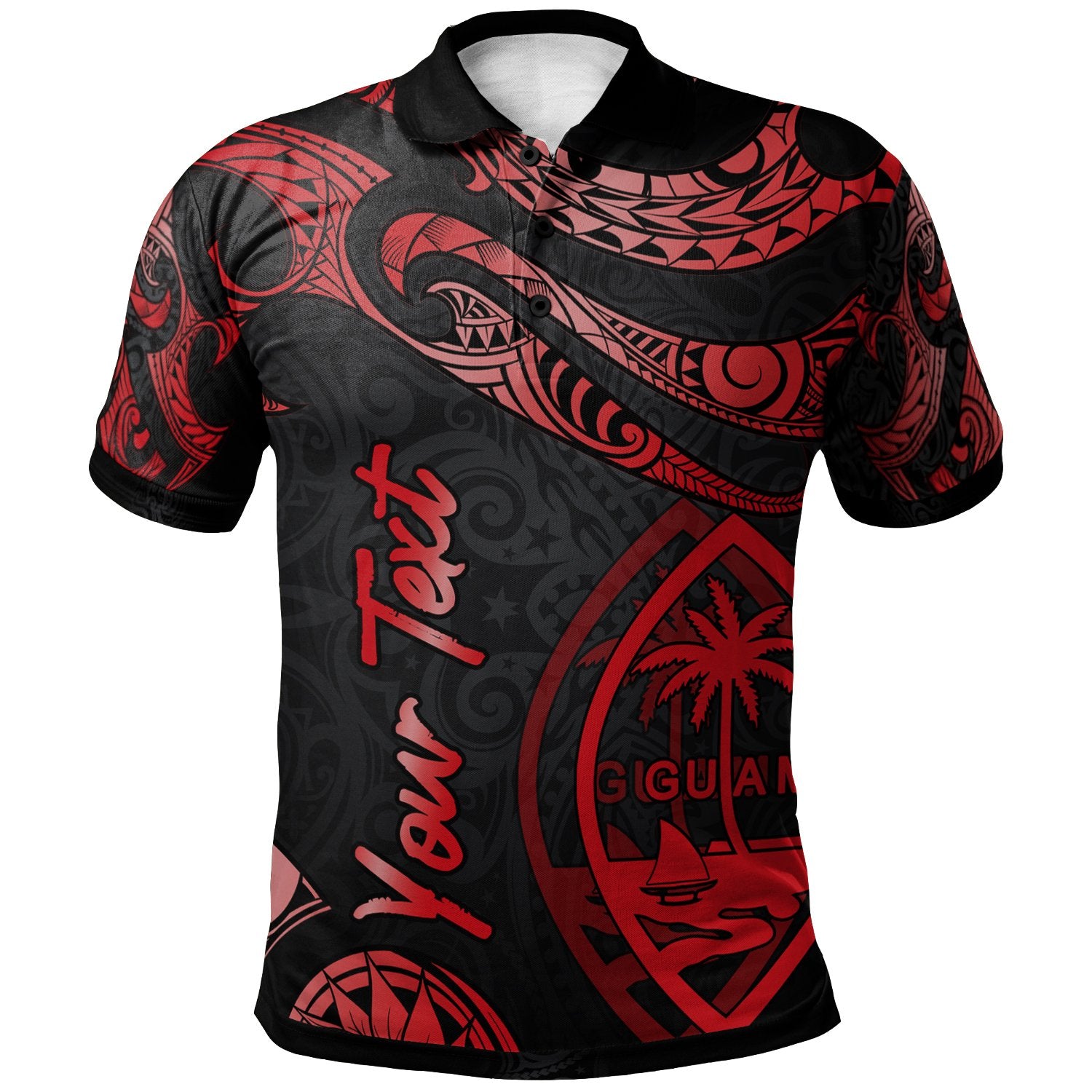 Guam Custom Polo Shirt Polynesian Tattoo Red Version Unisex Red - Polynesian Pride