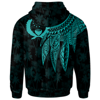 Tonga Zip up Hoodie Polynesian Wings (Turquoise) - Polynesian Pride