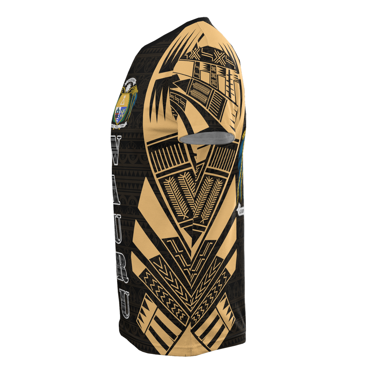 Nauru T Shirt Nauru Coat Of Arms Polynesian Tattoo Gold Style - Polynesian Pride