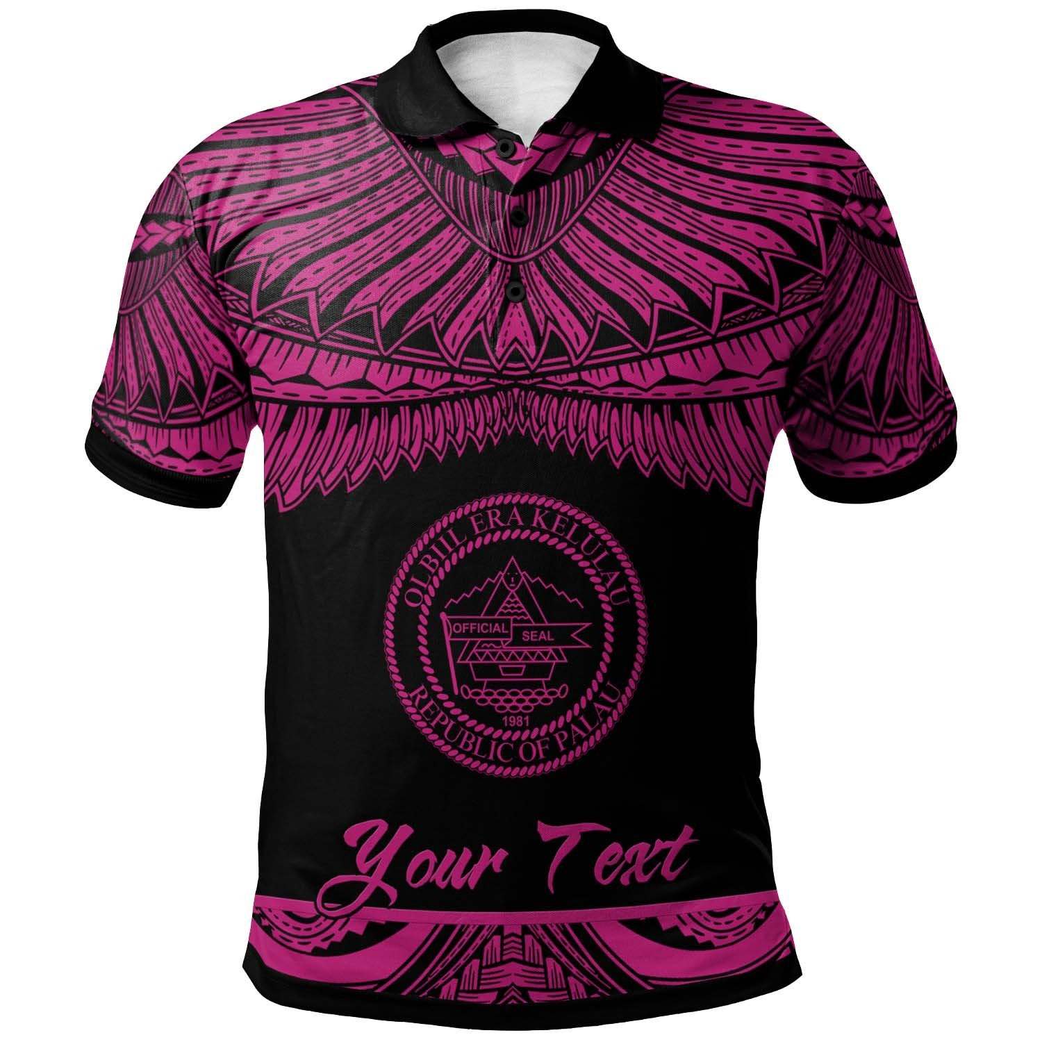Palau Custom Polo Shirt Polynesian Tattoo Pink Version Unisex Pink - Polynesian Pride