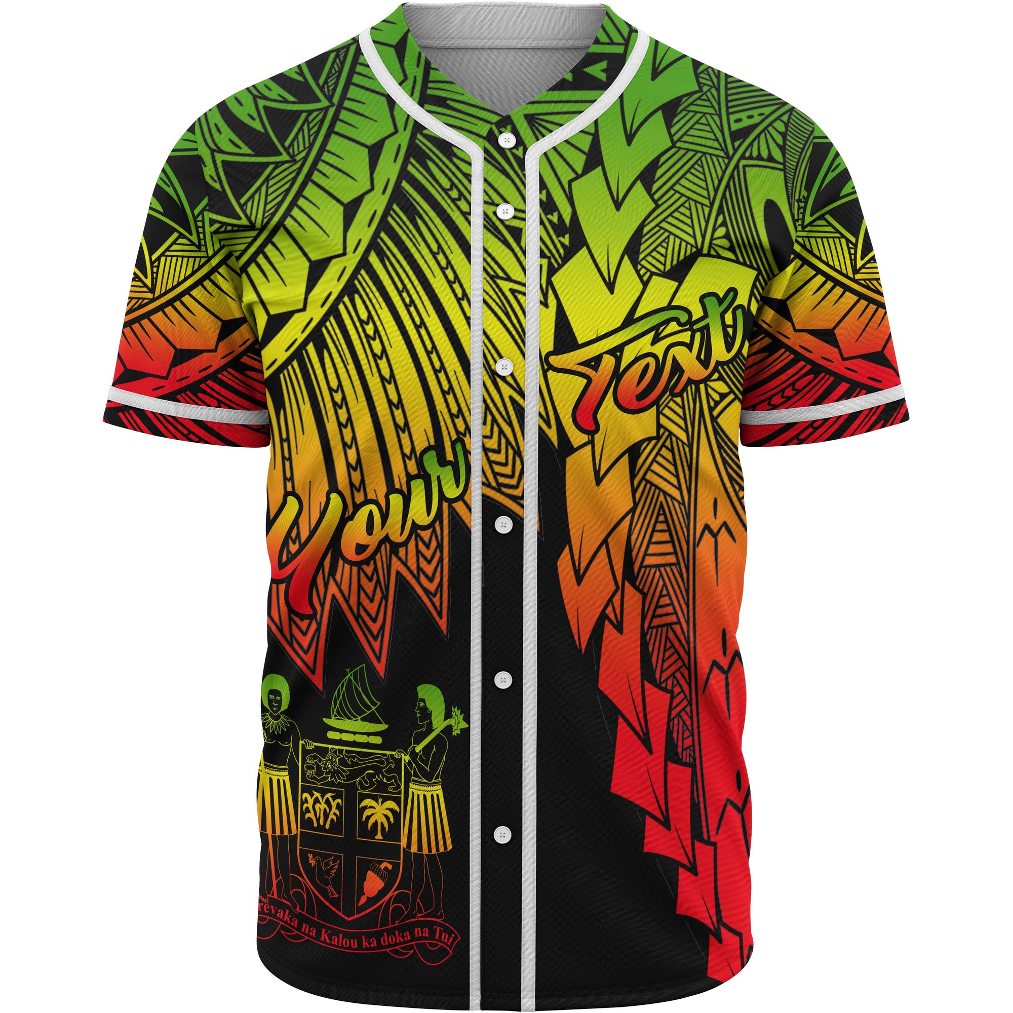 Fiji Polynesian Custom Personalised Baseball Shirt - Tribal Wave Tattoo Reggae Unisex Reggae - Polynesian Pride