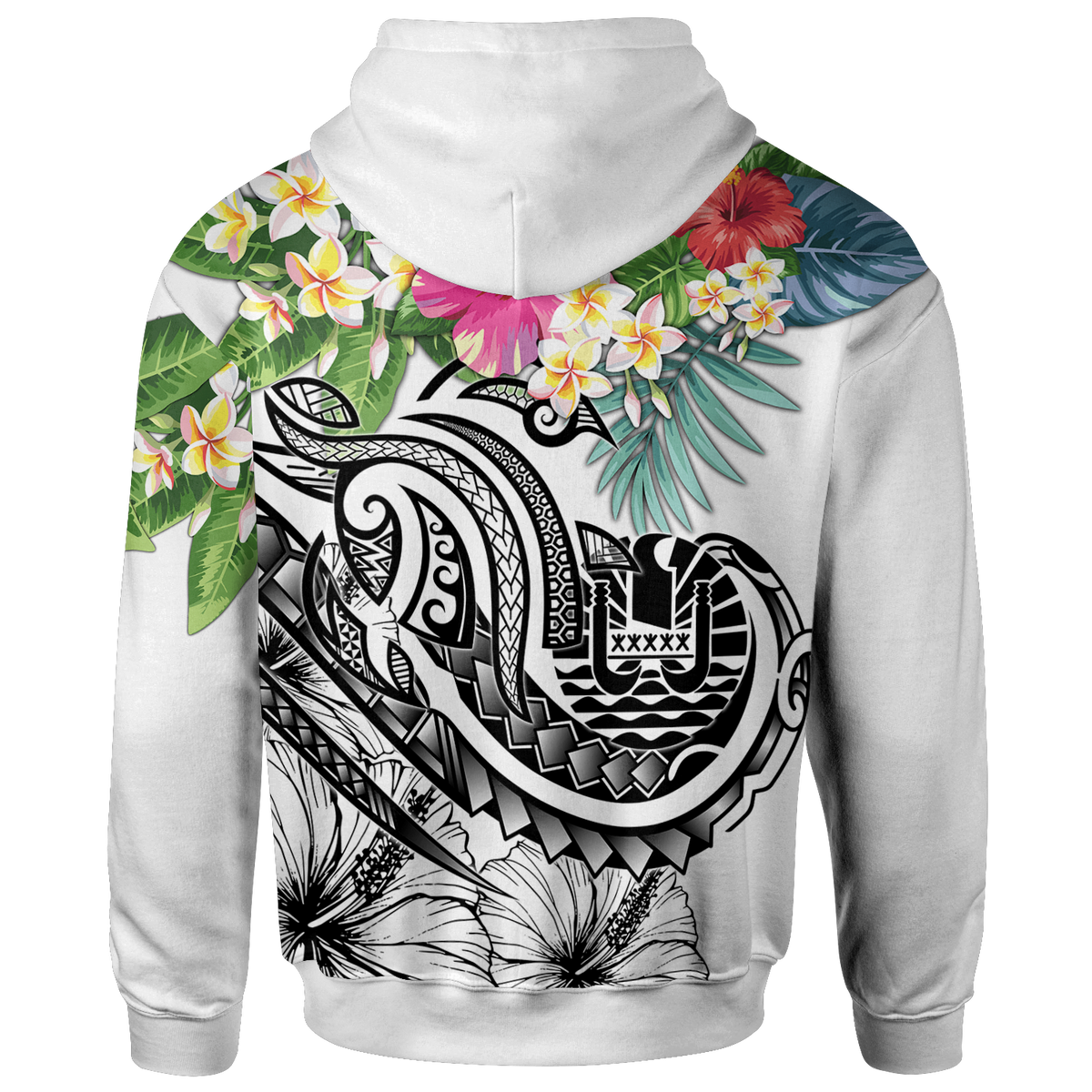 Tahiti Polynesian Hoodie Summer Plumeria (White) - Polynesian Pride