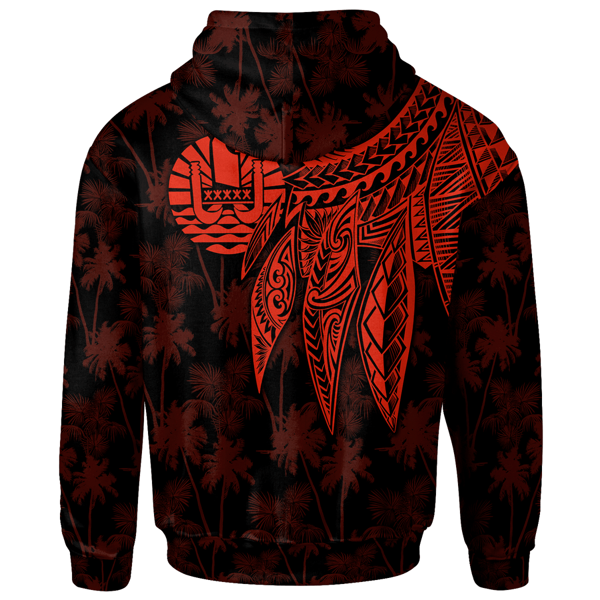 Tahiti Zip up Hoodie Polynesian Wings (Red) - Polynesian Pride