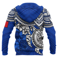 Tonga Polynesian Hoodie (Zip up) Blue Turtle - Polynesian Pride