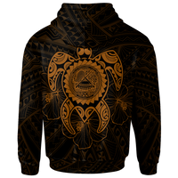 American Samoa Polynesian Custom Zip up Hoodie Vintage Polynesian Turtle (Golden) - Polynesian Pride