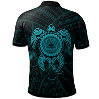 American Samoa Polynesian Polo Shirt Vintage Polynesian Turtle (Turquoise) - Polynesian Pride