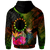 Cook Islands Polynesian Zip up Hoodie Hibiscus and Banana Leaves - Polynesian Pride