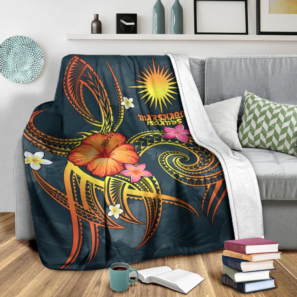 Marshall Islands Polynesian Premium Blanket - Legend of Marshall Islands (Blue) - Polynesian Pride