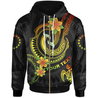 Cook Islands Custom Zip up Hoodie Reggae Plumeria Flowers with Spiral Patterns Unisex Reggae - Polynesian Pride