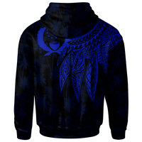 Pohnpei Zip up Hoodie Polynesian Wings (Blue) - Polynesian Pride