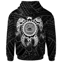 American Samoa Polynesian Custom Zip up Hoodie Vintage Polynesian Turtle (White) - Polynesian Pride