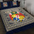 (Custom Personalised) Tonga Pattern Quilt Bed Set Coat of Arms - Navy and Beige LT4 - Polynesian Pride