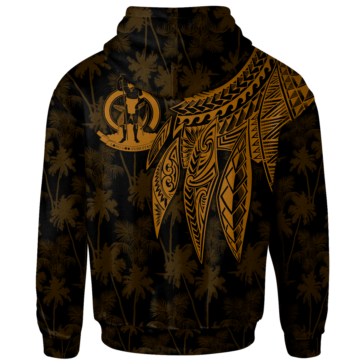 Vanuatu Custom Hoodie Polynesian Wings (Golden) - Polynesian Pride
