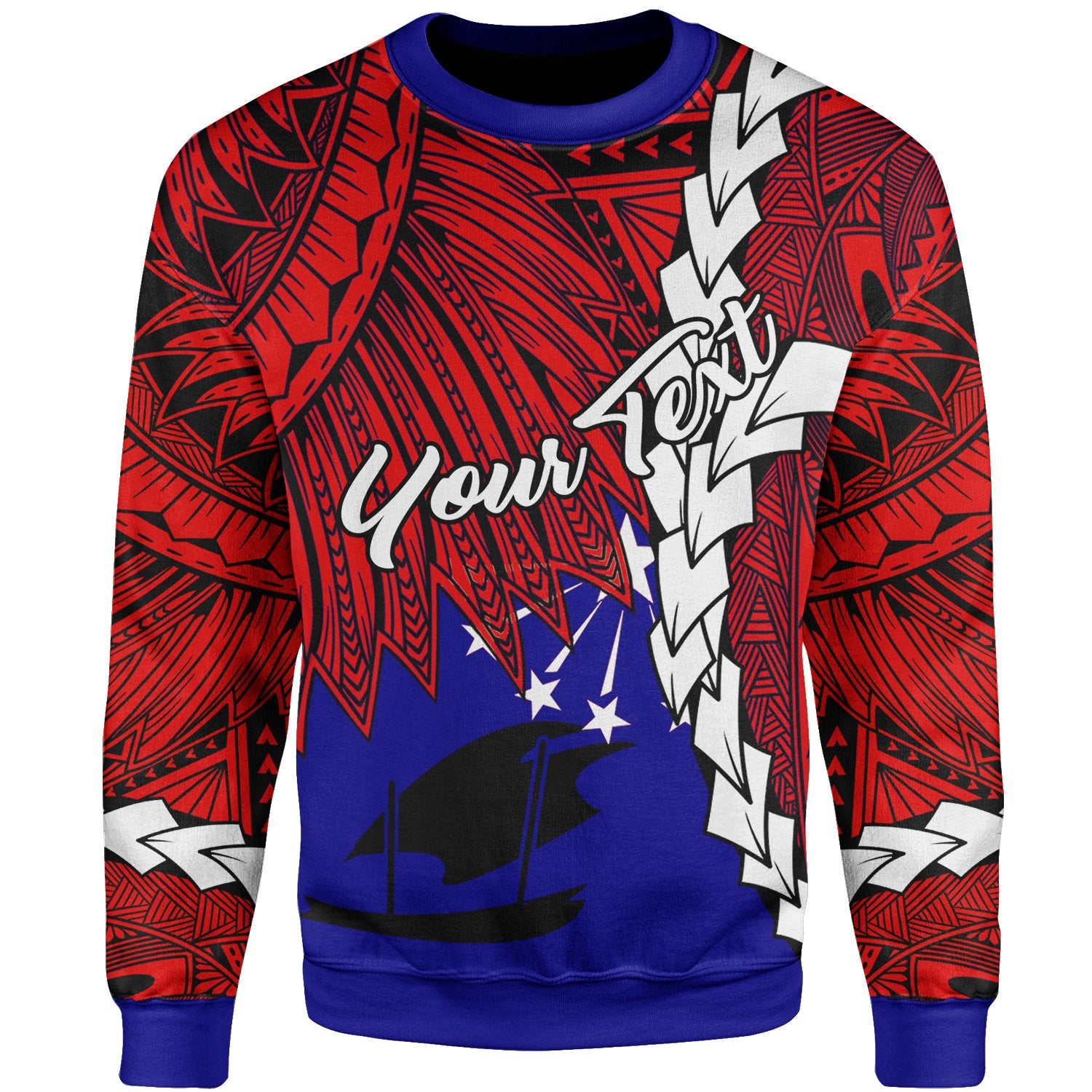Papua New Guinea Central Province Polynesian Custom Personalised Sweater - Tribal Wave Tattoo Unisex Red - Polynesian Pride