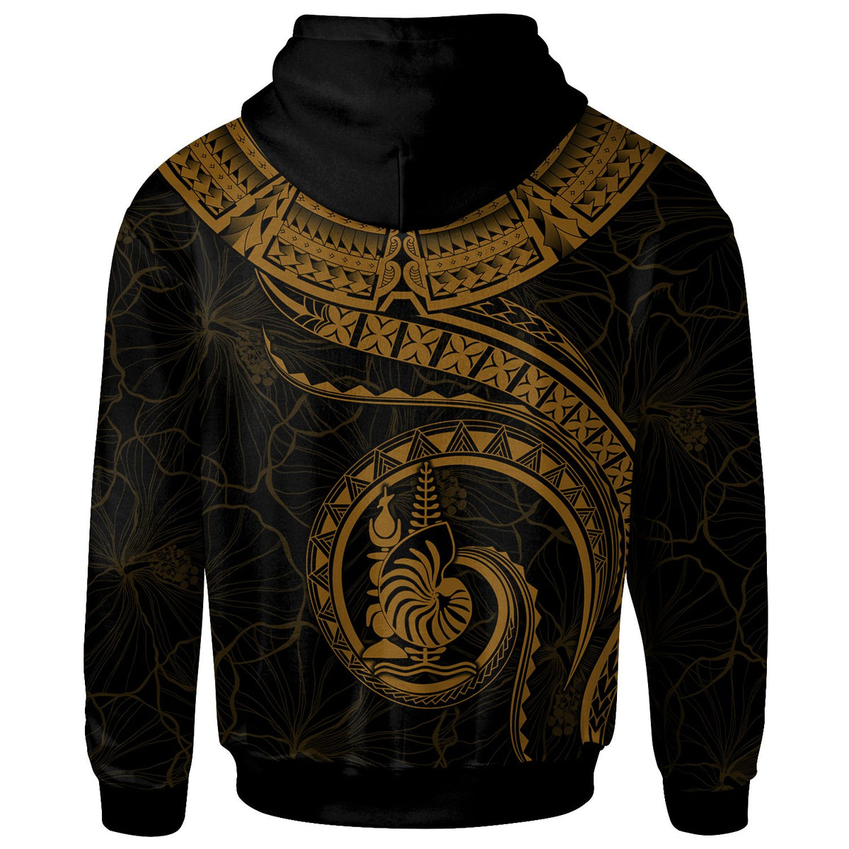 New Caledonia Polynesian Custom Zip up Hoodie New Caledonia Waves (Golden) - Polynesian Pride