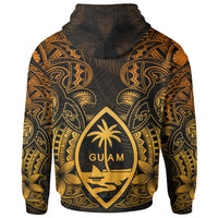 Guam Polynesian Zip up Hoodie Gold Turtle Homeland - Polynesian Pride