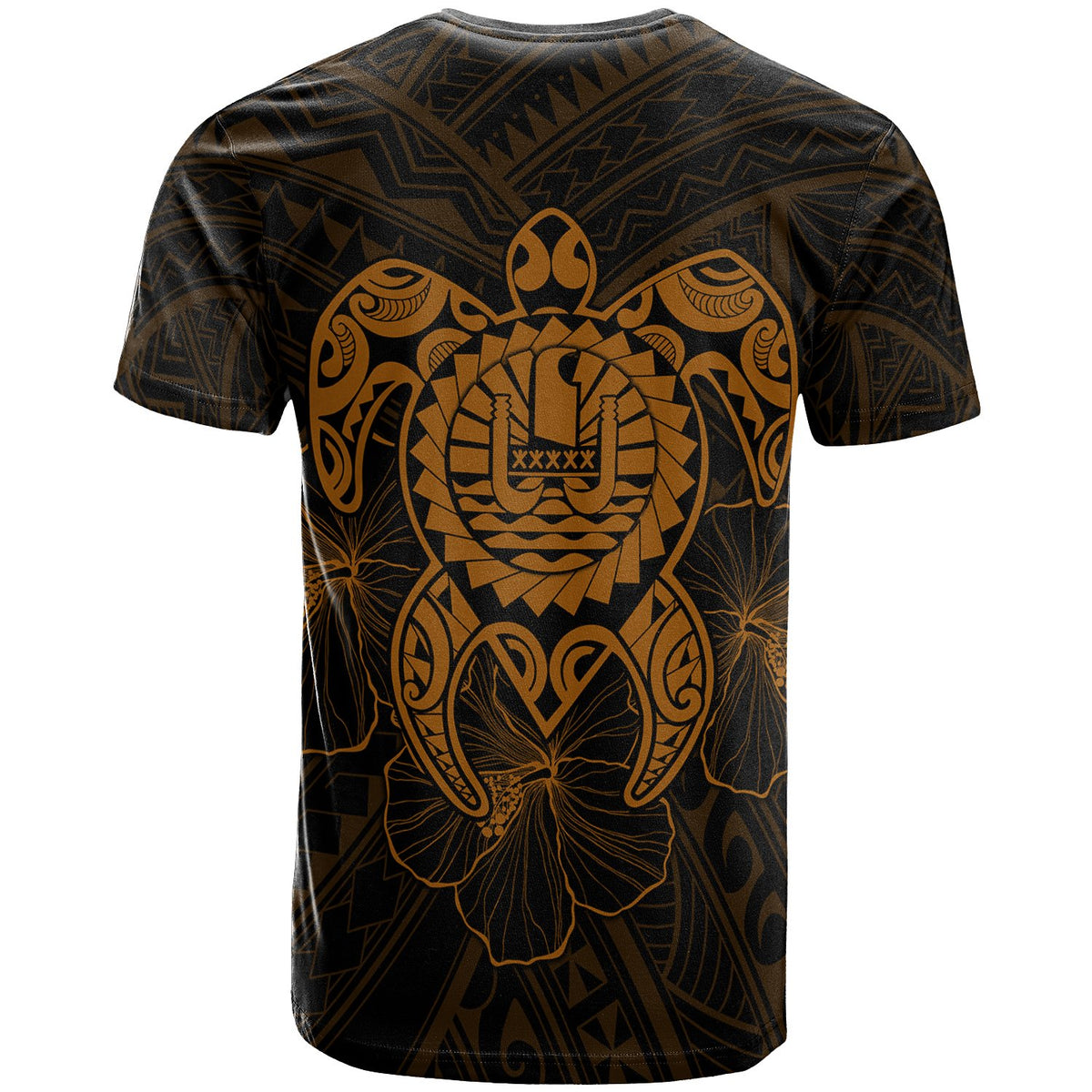 Tahiti Polynesian Custom T Shirt Vintage Polynesian Turtle (Golden) - Polynesian Pride