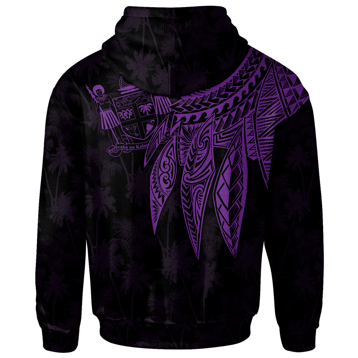 Fiji Custom Zip up Hoodie Polynesian Wings (Purple) - Polynesian Pride