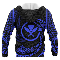 Hawaii Polynesian Custom Hoodie Blue Tribal Wave - Polynesian Pride