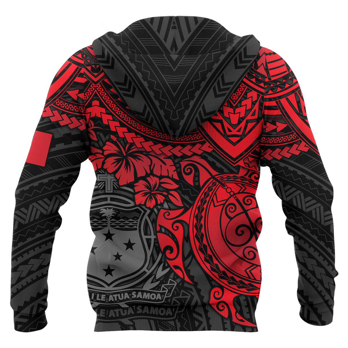 Samoa Polynesian Hoodie (Zip up) Red Turtle - Polynesian Pride