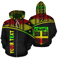Fiji Polynesian Tapa Custom Zip up Hoodie Reggae Curve Unisex Reggae - Polynesian Pride