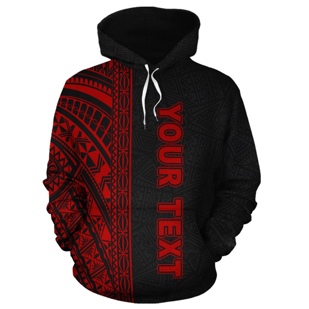 Polynesian Custom Hoodie Black Red Poly Line - Polynesian Pride