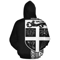 Fiji Polynesian Tapa Custom Hoodie White Line - Polynesian Pride