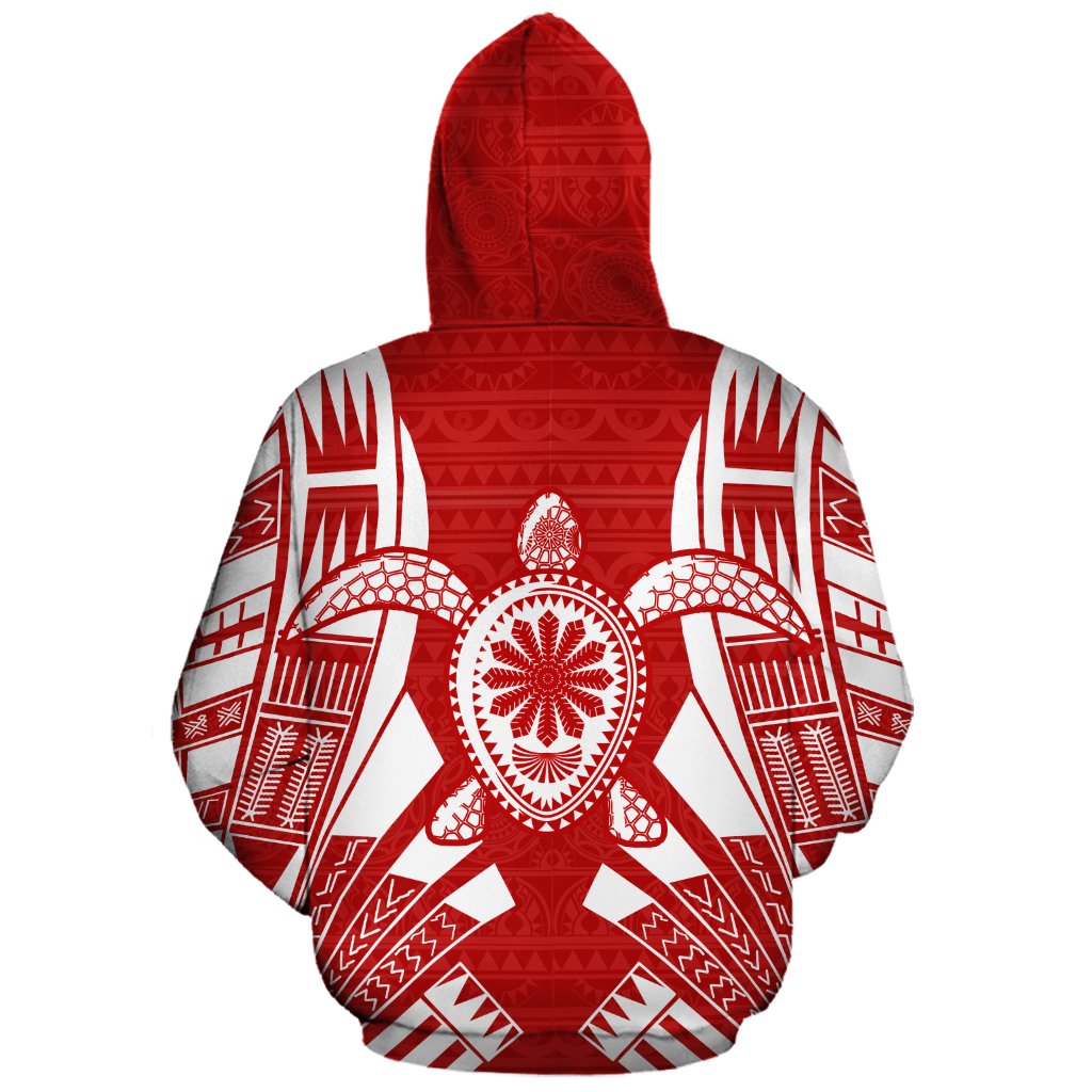Turtle Polynesian Custom Hoodie Red Tattoo - Polynesian Pride