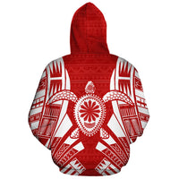 Turtle Polynesian Custom Hoodie Red Tattoo - Polynesian Pride