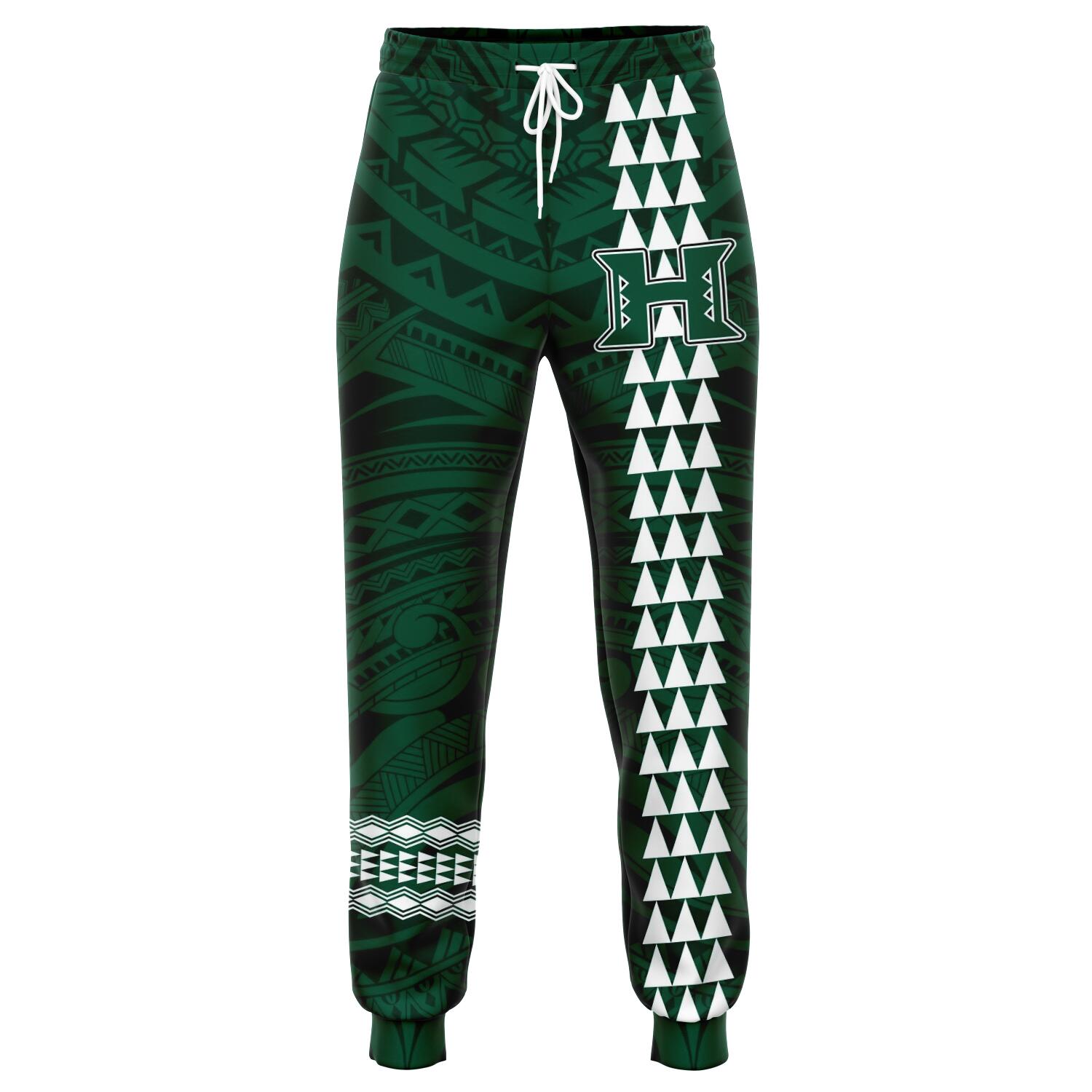 Hawaii Warrior Helmet Football Green Kakau Joggers Green Unisex - Polynesian Pride