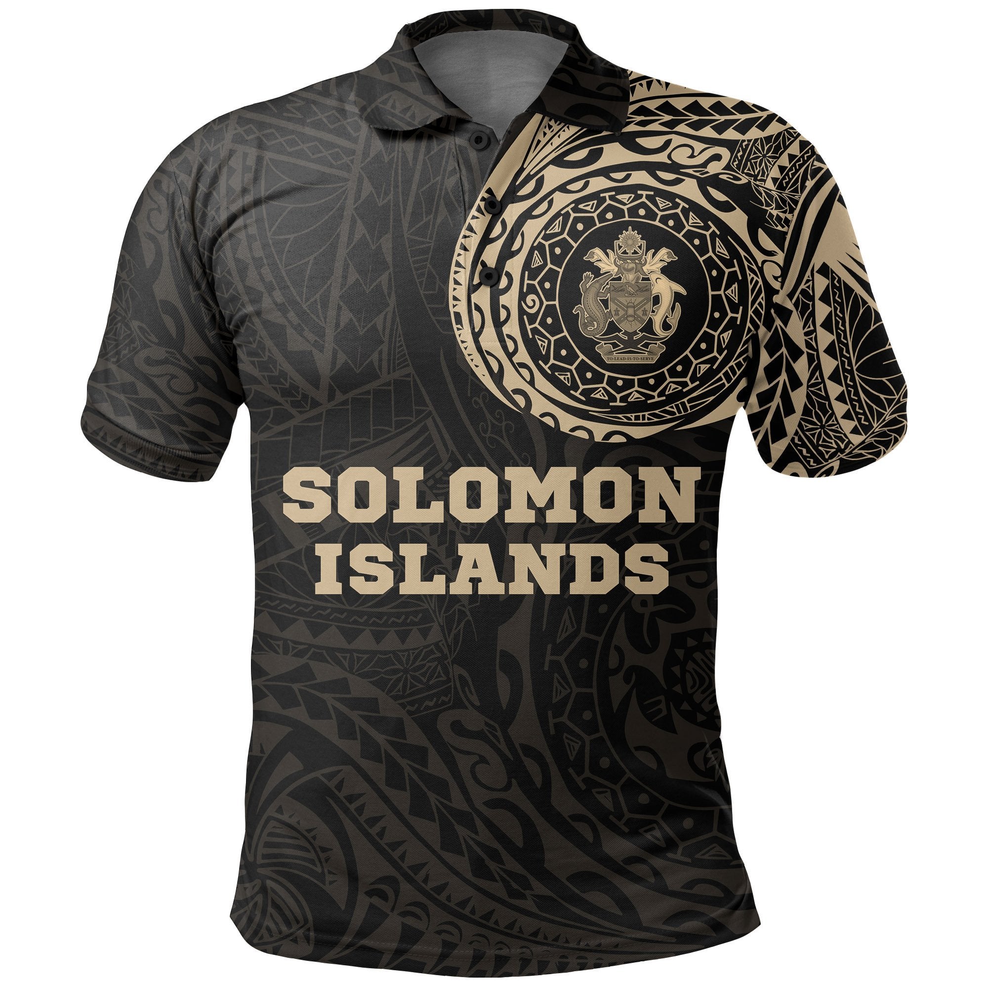 Solomon Islands Polo Shirt Melanesian Coat Of Arms Polynesian Tattoo A7 Unisex Black - Polynesian Pride
