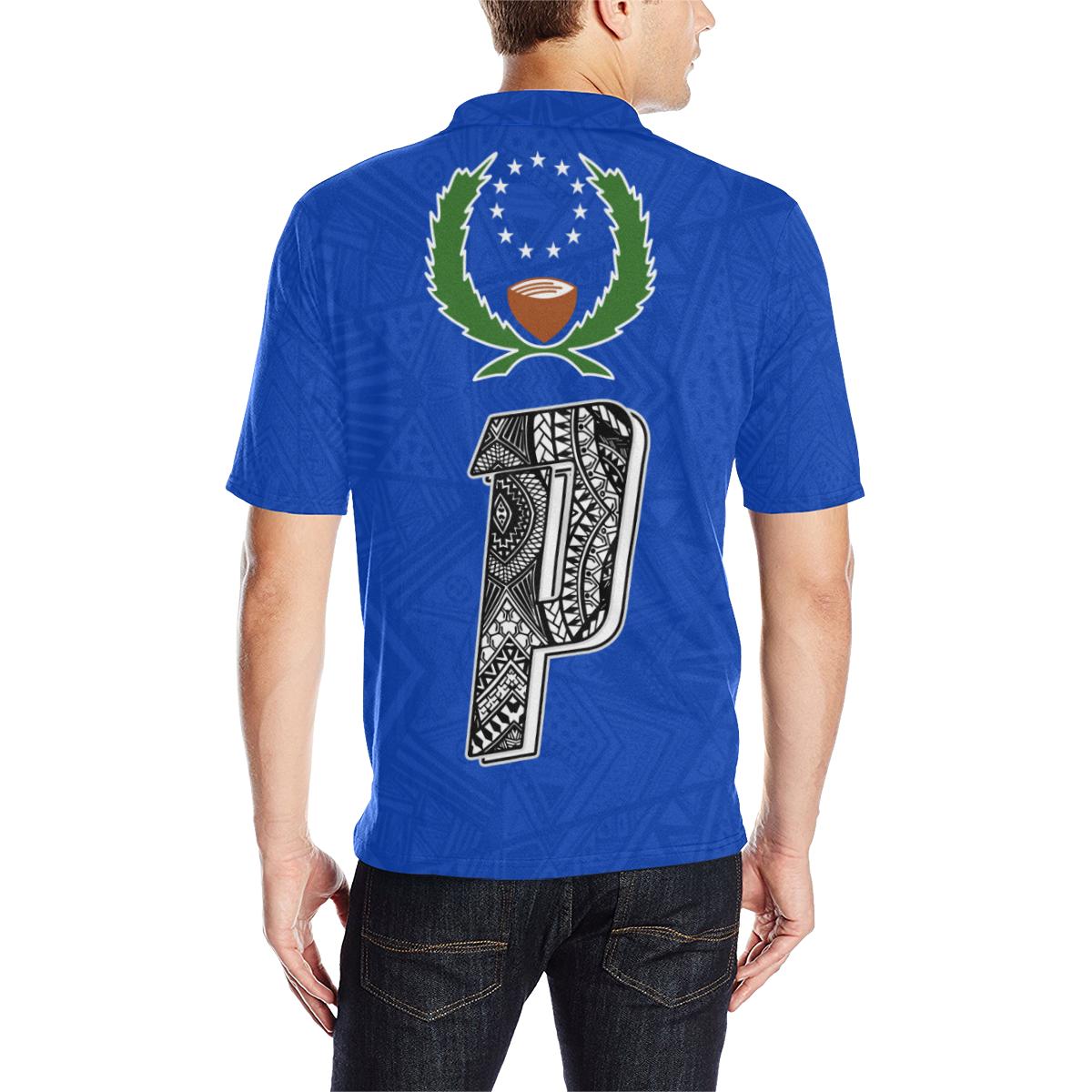 Pohnpei Mens All Over Print Polo Shirt Pohnpei Flag Micronesian Pattern - Polynesian Pride