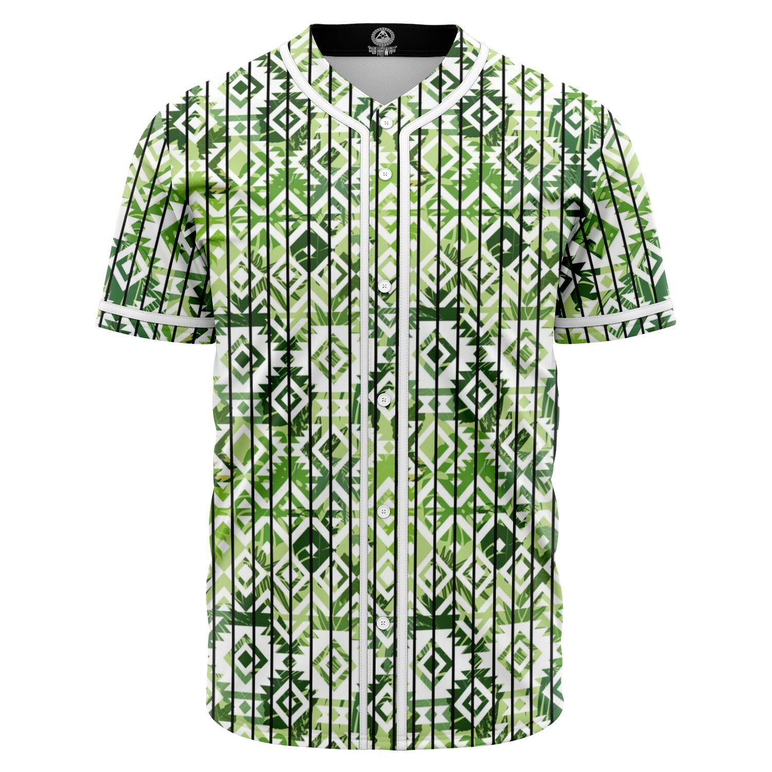 Hawaii White Seamless Ethnic Pattern Monstera Leaf Baseball Jersey Black - Polynesian Pride