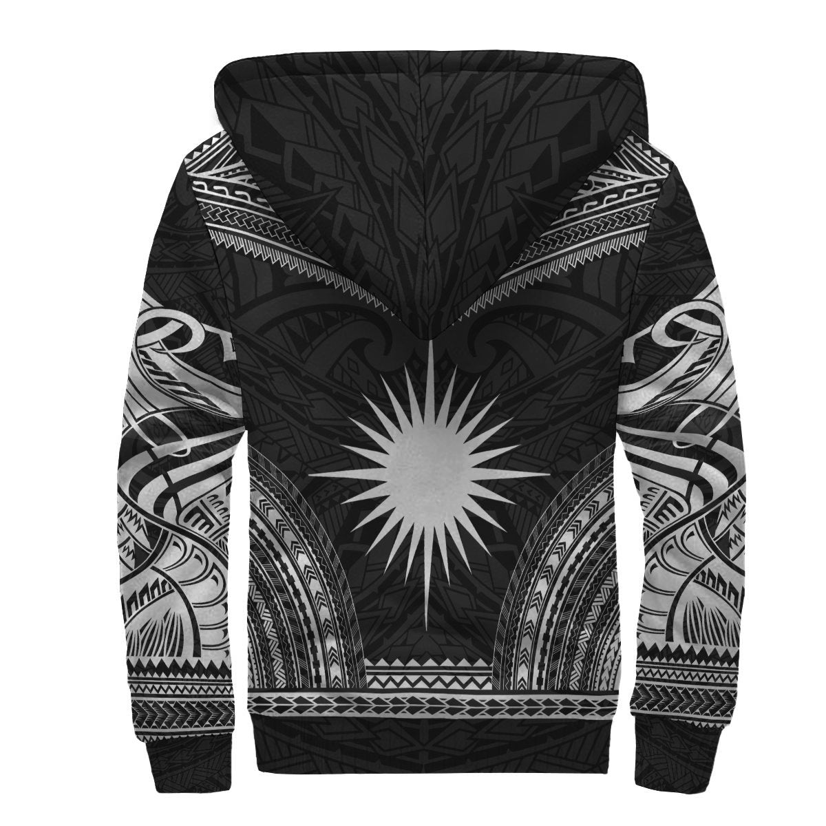 Marshall Islands Sherpa Hoodie - Polynesian Chief Black Version - Polynesian Pride