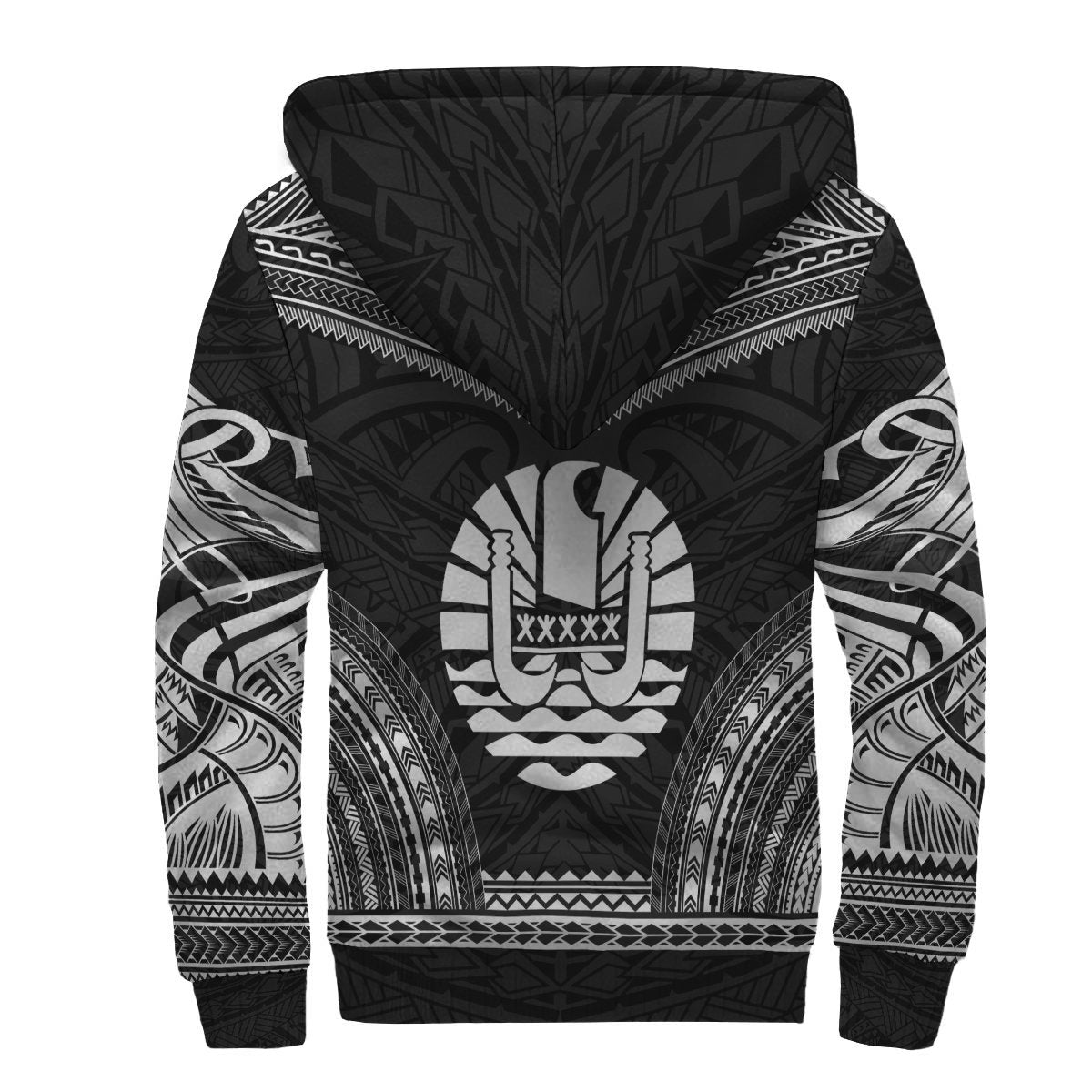 Tahiti Sherpa Hoodie - Polynesian Chief Black Version - Polynesian Pride