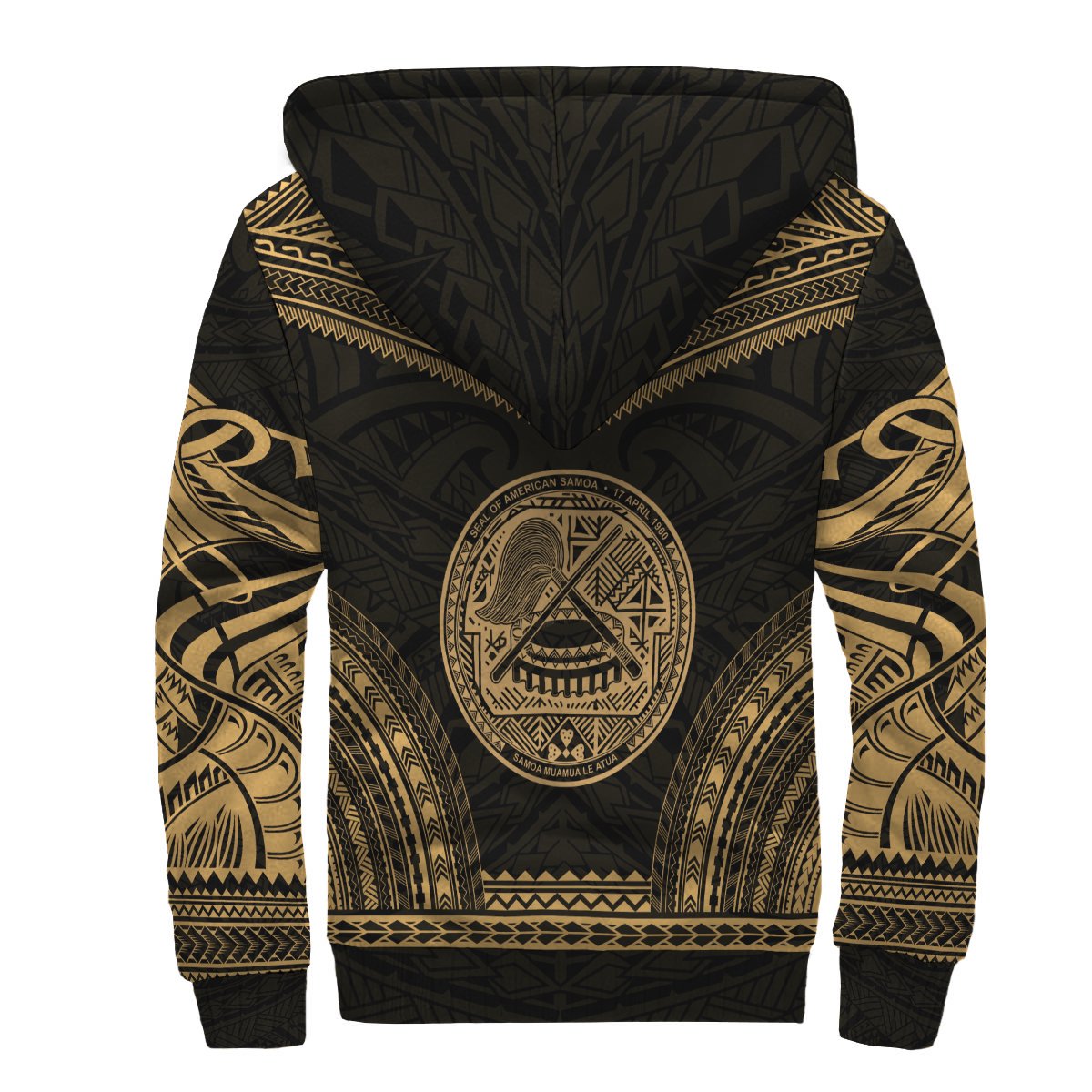 American Samoa Sherpa Hoodie - Polynesian Chief Gold Version - Polynesian Pride