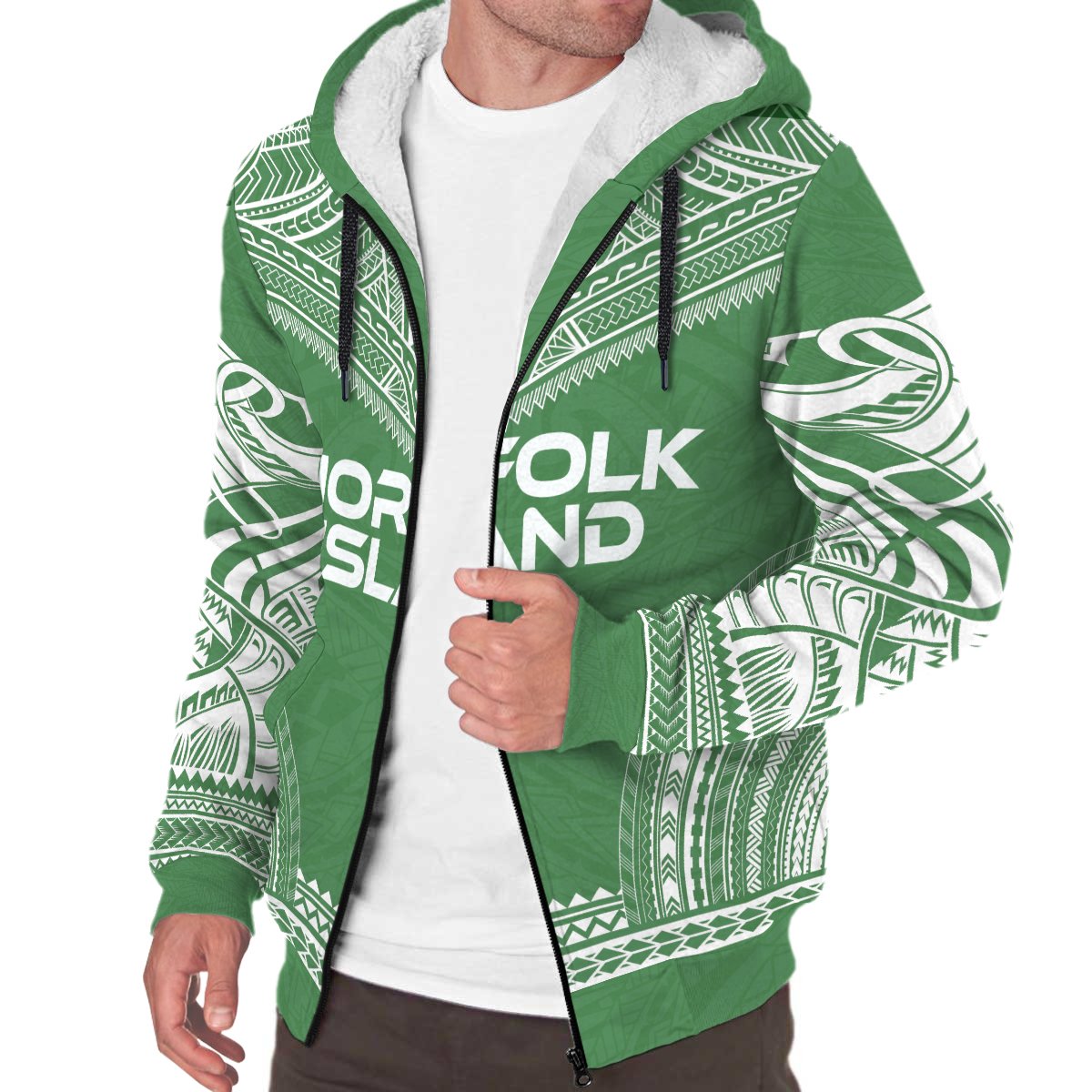 Norfolk Island Sherpa Hoodie - Polynesian Chief Flag Version - Polynesian Pride