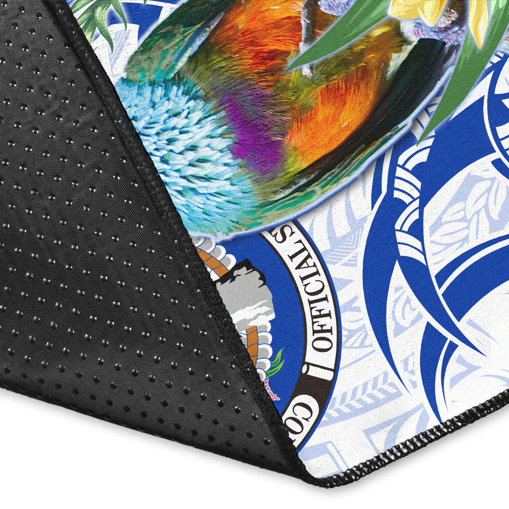 (Custom Personalised) Northern Mariana Islands Area Rug Mariana Fruit Dove Mix Frangipani Flowers White LT13 - Polynesian Pride