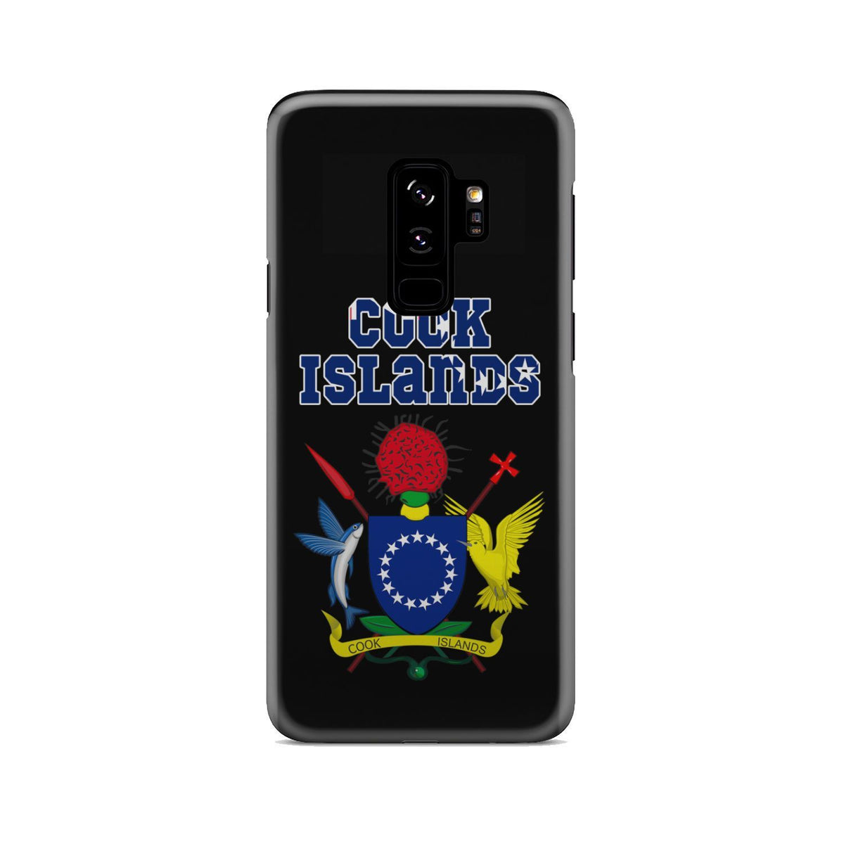 Cook Islands Phone Case - Coat of Arm Name Samsung Galaxy S9 Plus One Size Black - Polynesian Pride