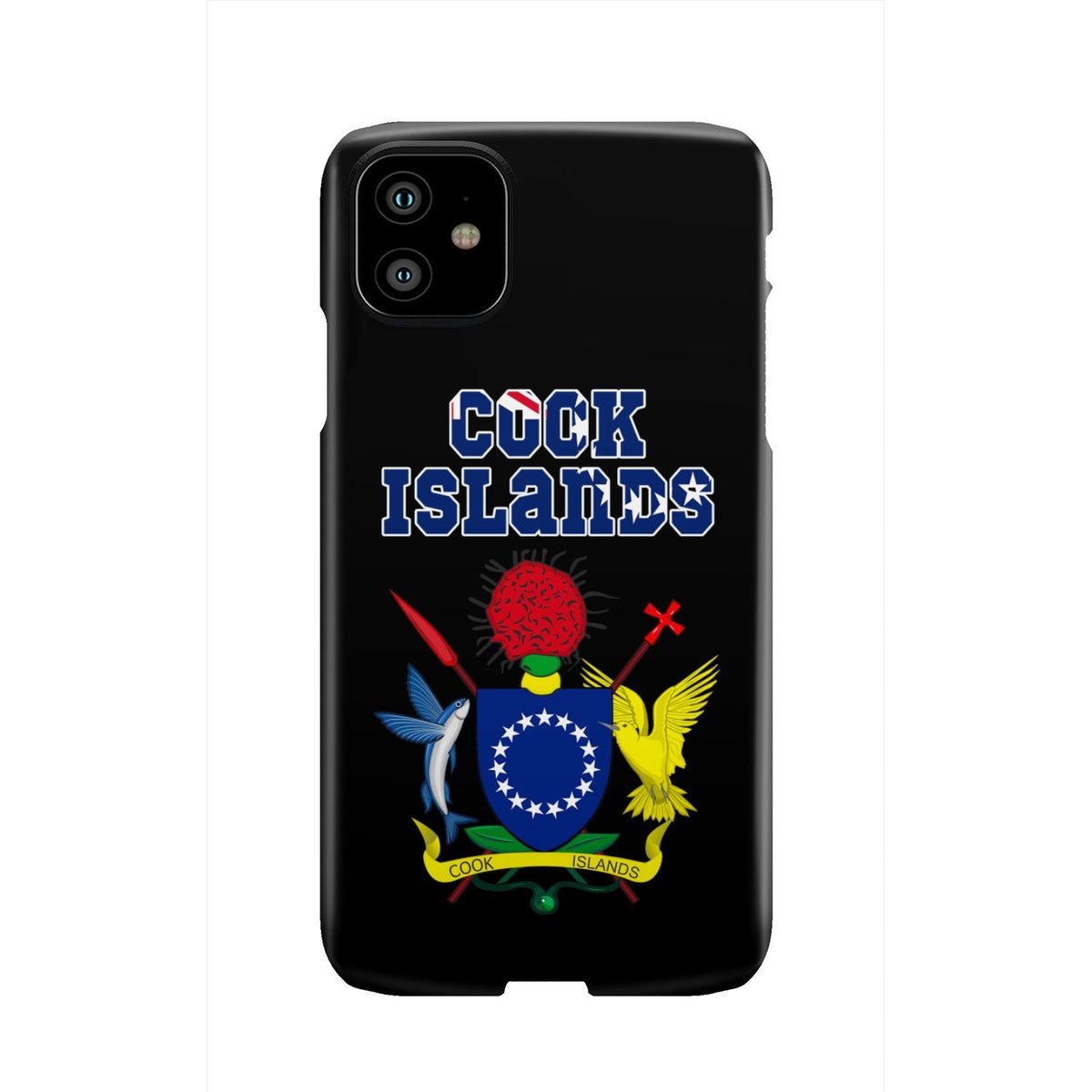 Cook Islands Phone Case - Coat of Arm Name iPhone 11 One Size Black - Polynesian Pride