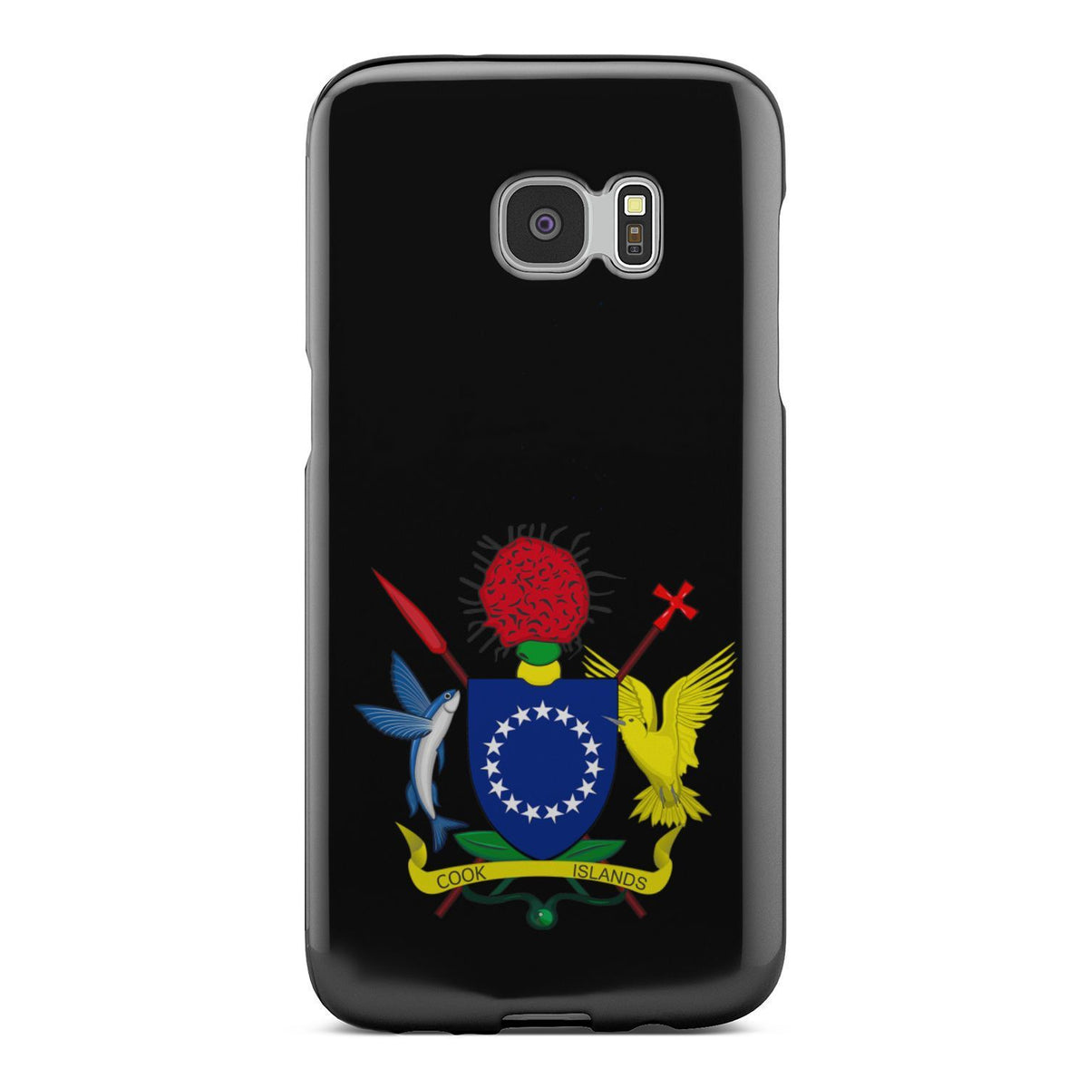 Cook Islands Phone Case - Coat of Arm Map Samsung Galaxy S6 Edge Plus One Size Black - Polynesian Pride