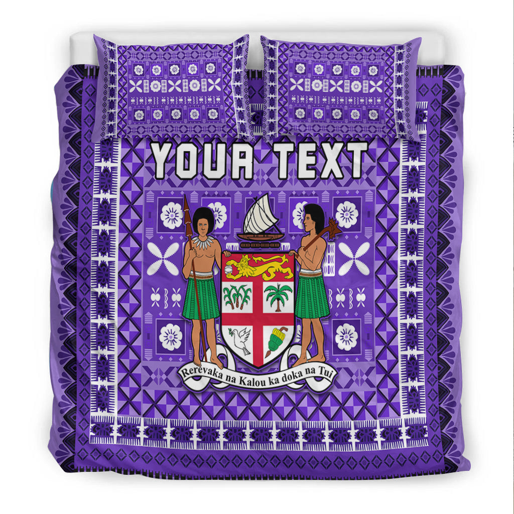 (Custom Personalised) Fiji Bedding Set Pattern - Fijian Tapa Pattern Purple LT13 - Polynesian Pride