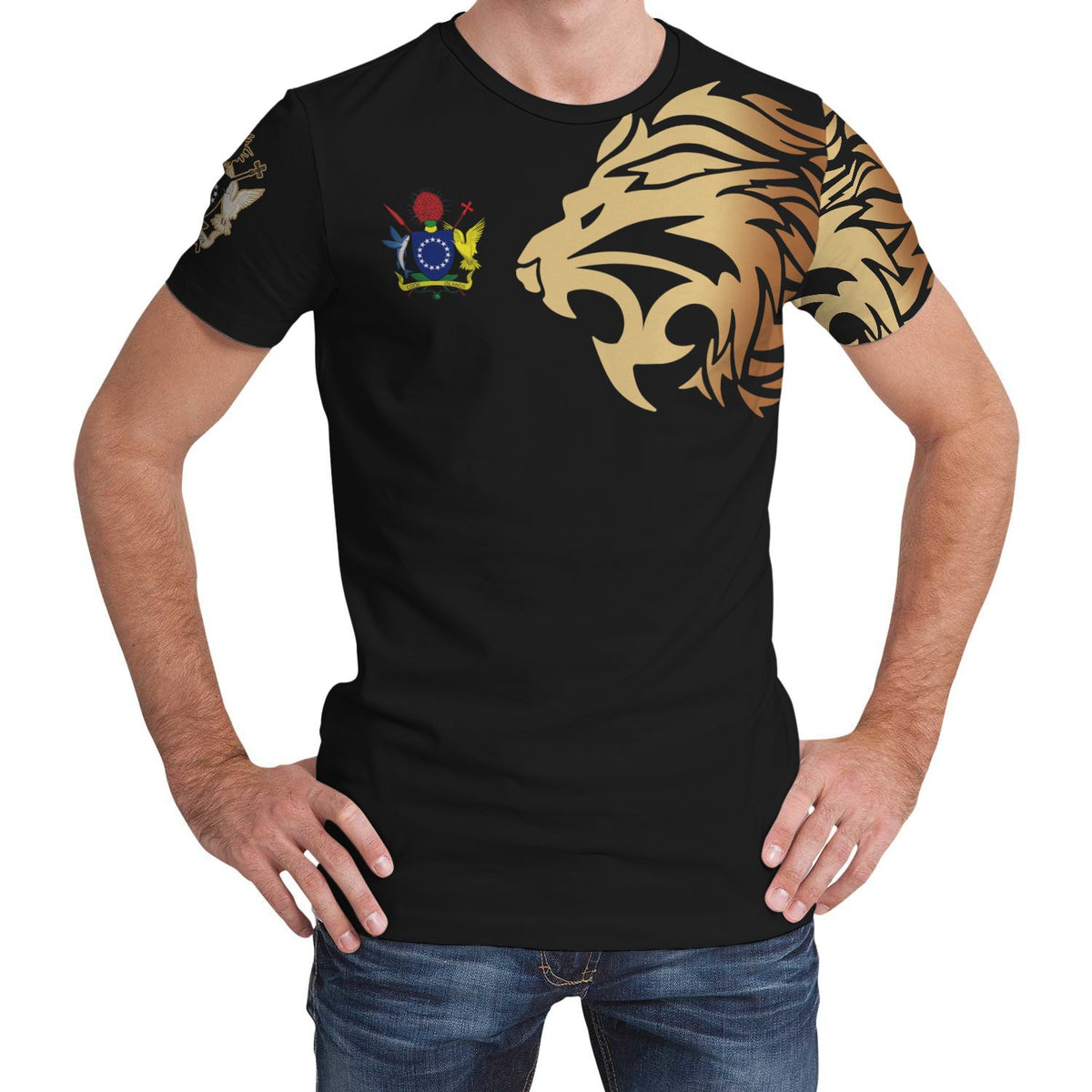 Cook Islands T Shirt Lion Style Unisex Black - Polynesian Pride